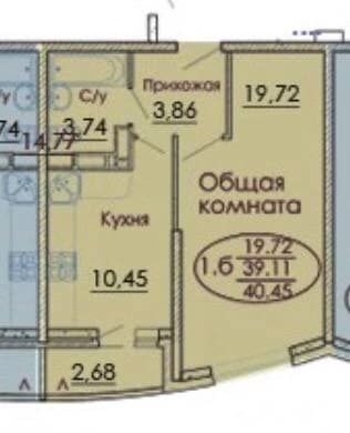 1-комнатная квартира — фото 2
