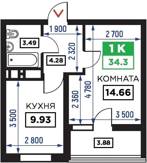 1-комнатная квартира — фото 2