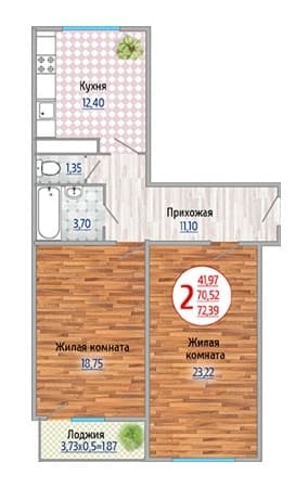 2-комнатная квартира — фото 2