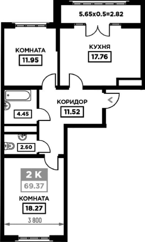 2-комнатная квартира — фото 2