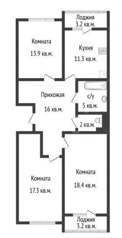 3-комнатная квартира — фото 2