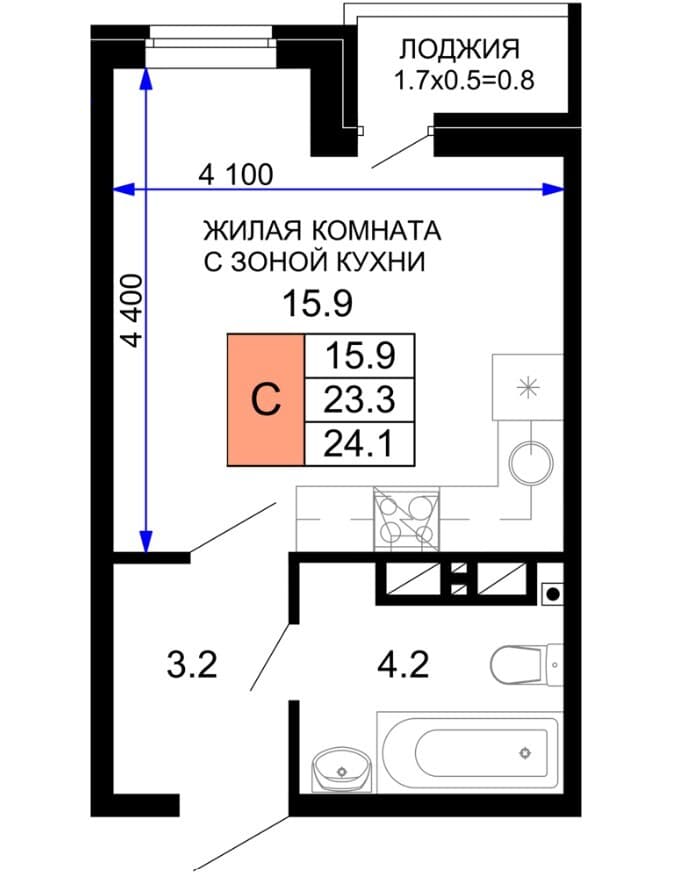 Квартира-студия — фото 2